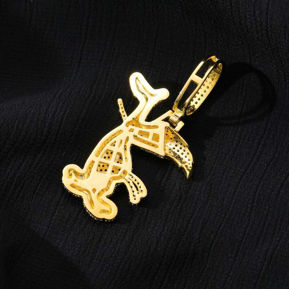Luxury designer Cartoon Woodpecker Pendant Ice out VVS Moissanstone Hip Hop Men Women's necklace with free shipping