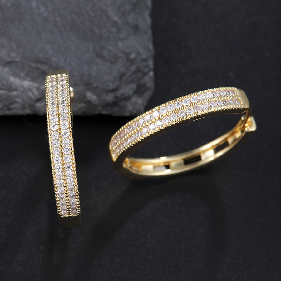 gold earrings Minimalist light luxury exquisite micro-inlaid zircon double row diamond earrings moissanite earrings designer earrings for woman luxury - view 3