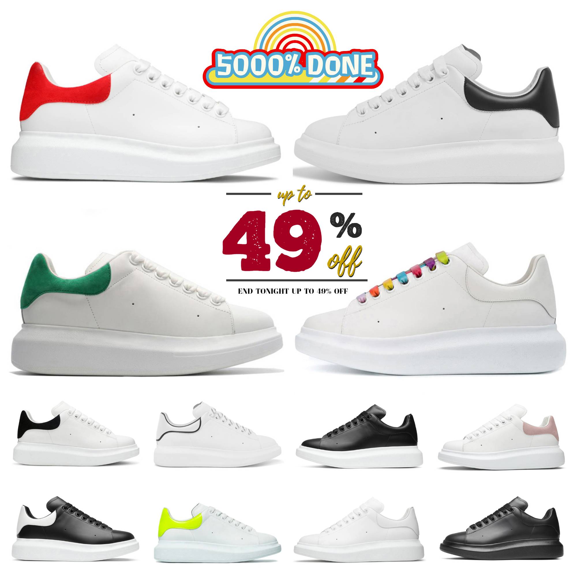 2026 Top Designer sneakers oversized Tainers mcqueenns shoes men casual Shoes Fashion leather men women Sneaker Red Pink Glitter White Black Sole Women Luxury shoes