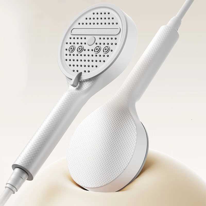 5 Modes Adjustable Shower Head Bathroom Water Saving Showerhead with Hose Base Carbon Fiber Pattern Bathroom AccessoriesM251120