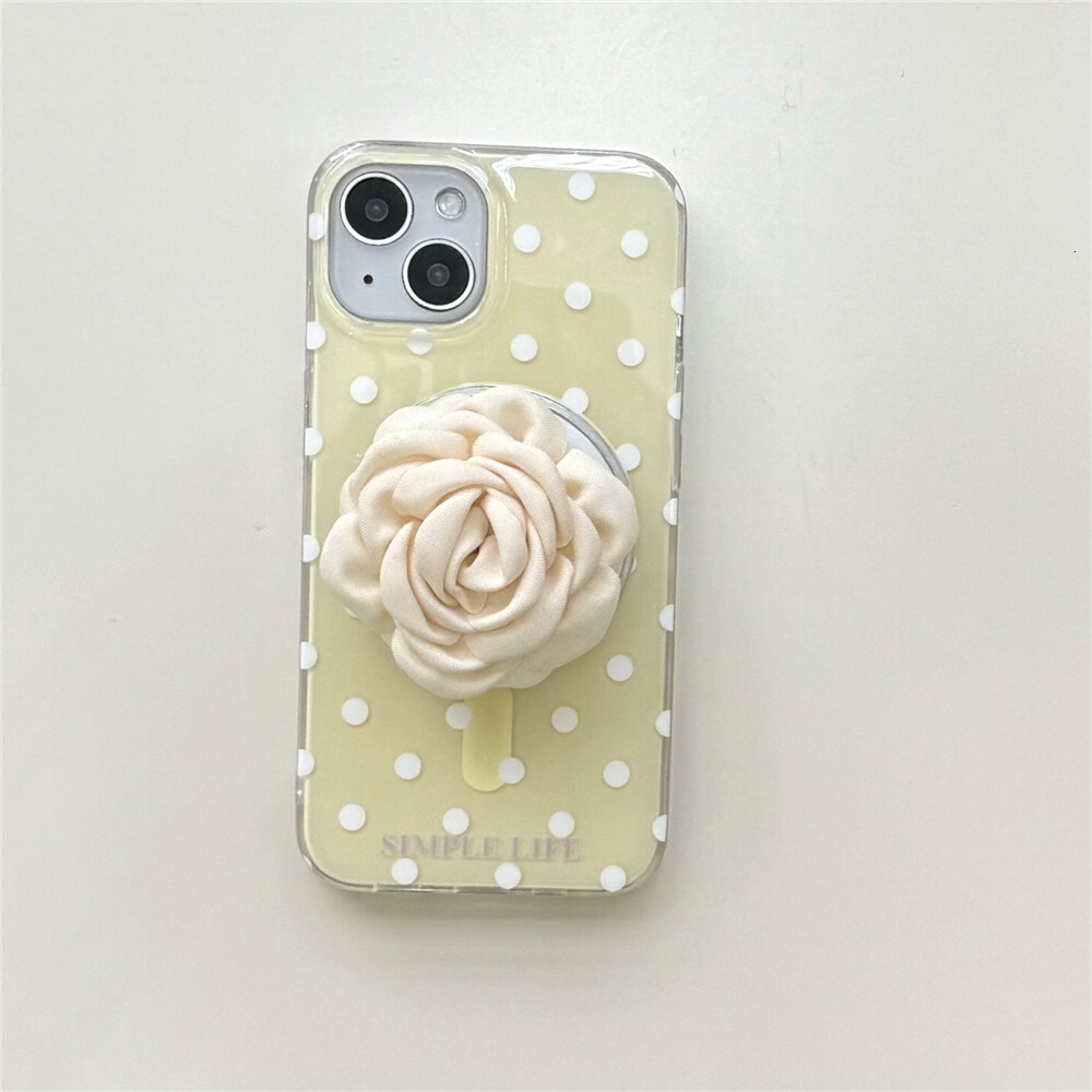 Red Polka Dot Phone Case Compatible with iPhone 16/15/14 Pro INS Niche Simple Magnetic Stand iPhone 13