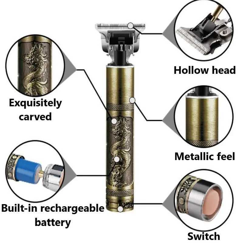 Kemei KM-1974 Professional Hair Clipper Barber Hair Trimmer for Men Retro Buddha Cordless Edge Electric Hair Cutting MachineT251120