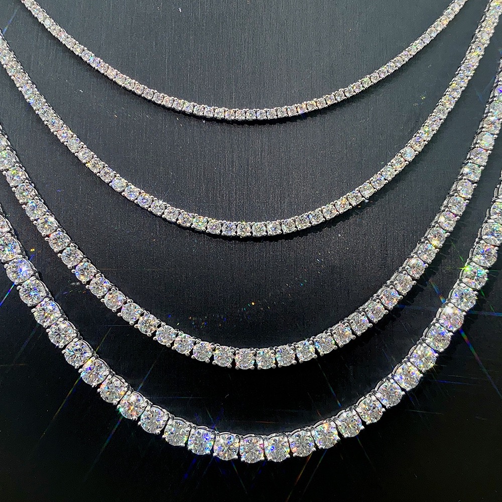 Certified High-Quality VVS Moissanite Tennis Jewelry Set with Robust 4mm Chain