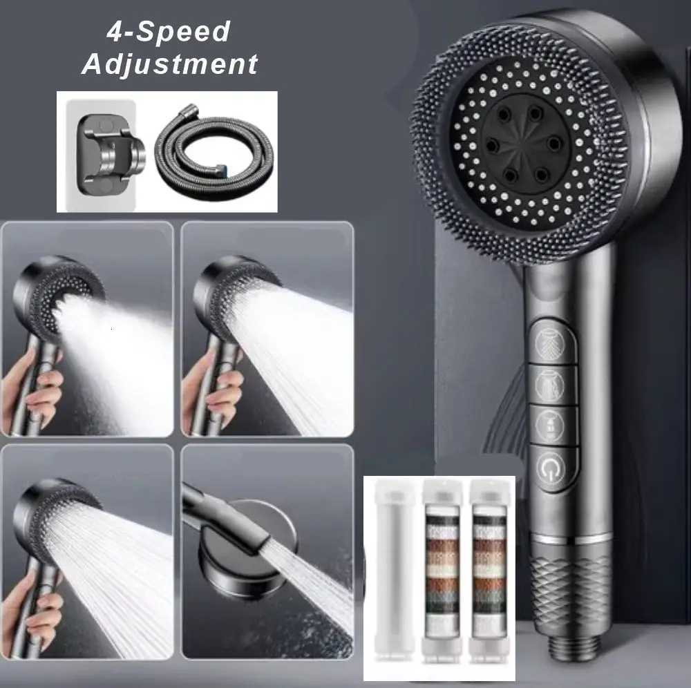 1pc Filtered Supercharged Shower Head Four-speed Adjustment With Water Seal Multi-functional Home Shower Bathroom AccessoriesM251120