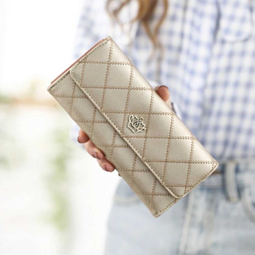 Women PU Leather Long Wallet Diamond Pattern Purse Large Capacity Card Holder Crown Buckle Ladies Phone Bag Girls GiftsW251120