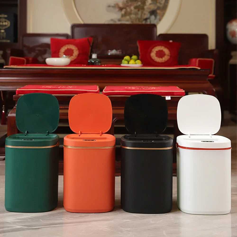 8L Smart Trash Can Home Bathroom Kitchen Trash Bin Living Room Bedroom Cube Electric Waste Bin Small Touch Automatic Sensor Bin C251120