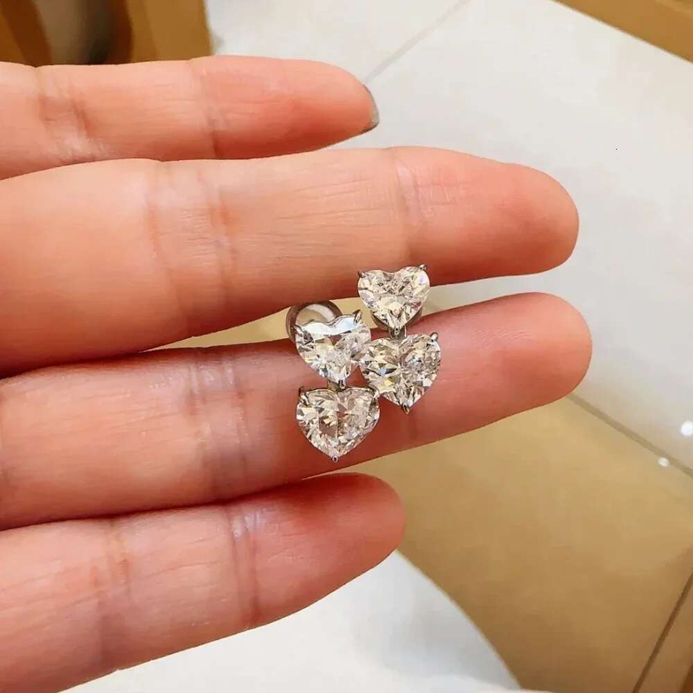 GRA Certified Heart Cut Moissanite Drop Earrings for Women 3/6cttw Quality Lab Dia S Sterg Sier Bride Jewelry