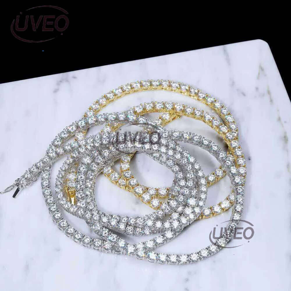 HipHop Jewelry ice out 3mm 4mm 5mm 6mm sterg sier VVS Moissanite Dia Tennis k Chain Bracelet Necklaces