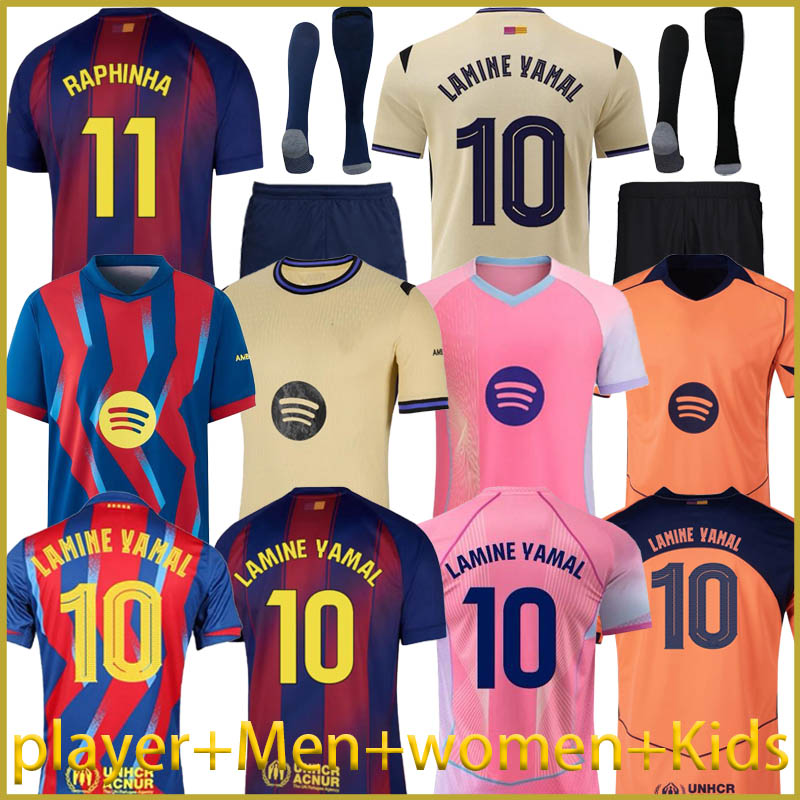 25 26 BarceIoNa LAMINE YAMAL LEWANDOWSKI soccer jerseys PEDRI Barcelonaes football shirt home away GAVI 10 11 Retro Football Shirt 2025 BarcelonaTracksuit Men Kids