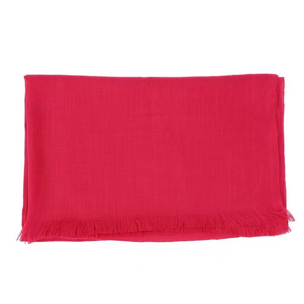 K528 Hot sale new style pure color bamboo cotton scarf versatile fur edge women's head scarf thin shawl neck