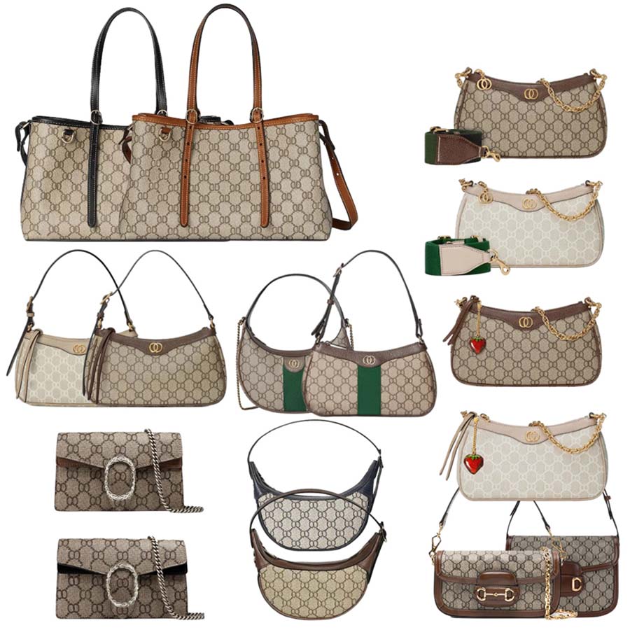 Tote bag Designer Ophidia bag Guccii bag Mini bag Dionysus Designer bag Canvas Emblem red Green New Moon Bag Women Cherry Pendant Handbag Large Capacity Shopping bag