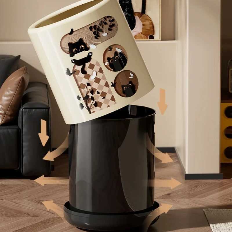 Vintage Trash Can - Premium Home Waste Bin Cute Design for Living Room/Kitchen Odor-Proof Garbage Basket Elegant Home Decor C251120