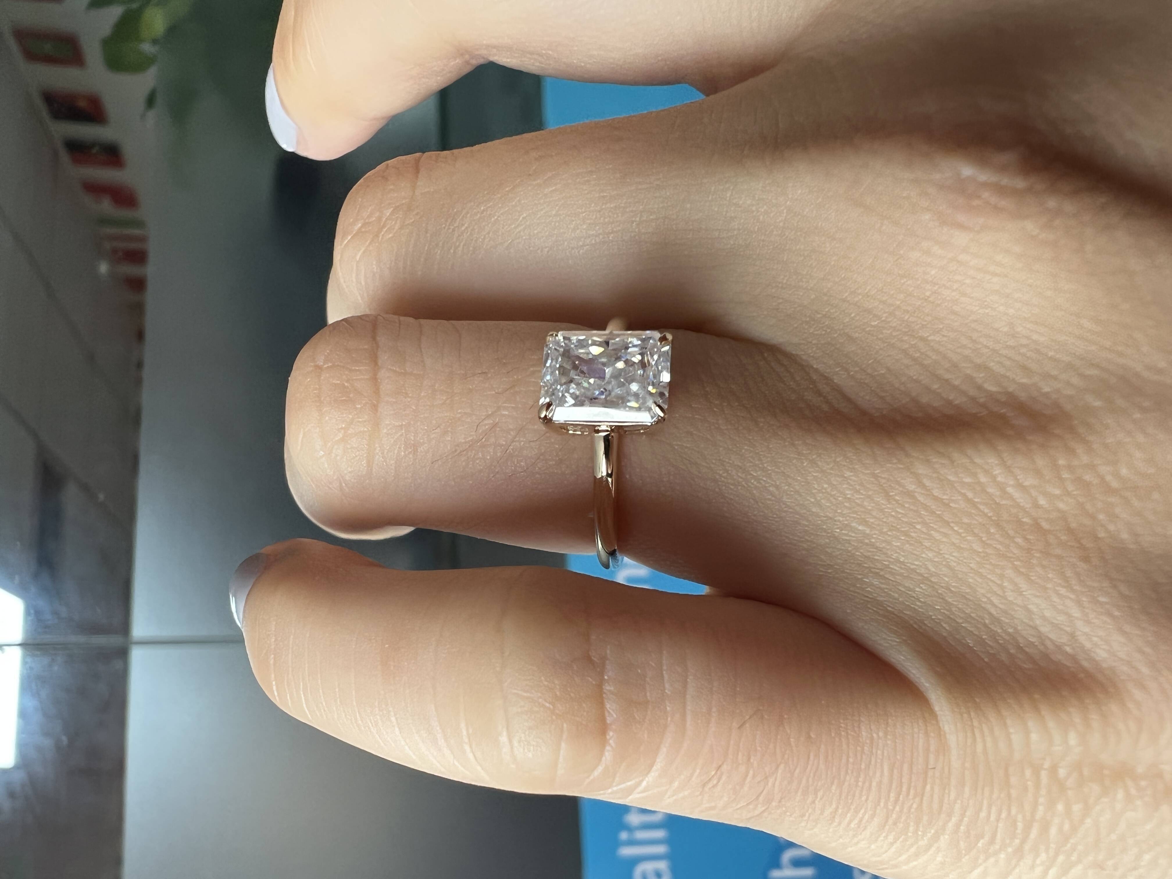 Solid Gold Rectangle Ice Crushed Cut 2ct Wedding Moissanite Ring Classic 14K/18K Gold Rectangle Diamond Solitaire Rings