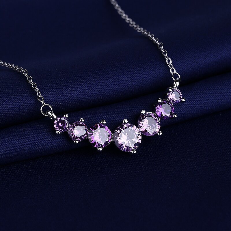 925 silver hot selling new moissanite straight seven star necklace women's pendant collarbone chain simple and fashionable