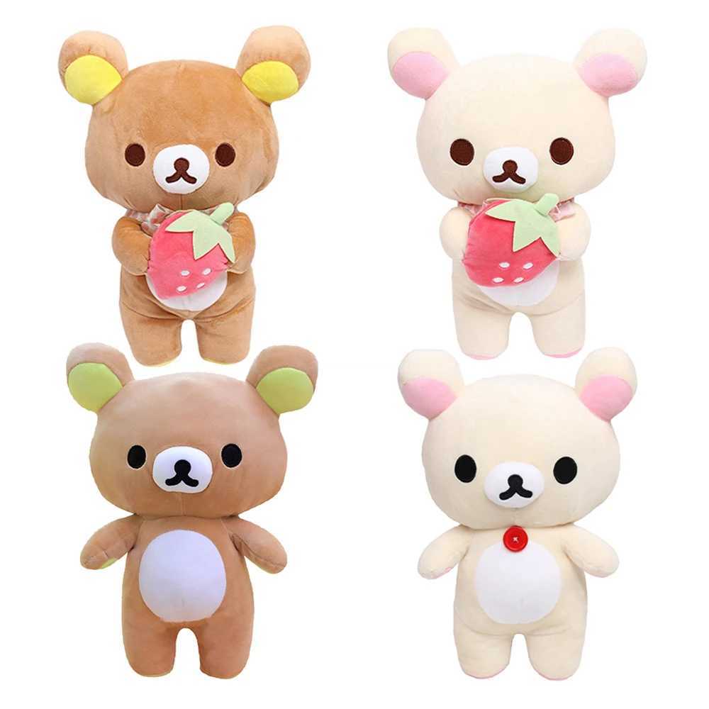 New Strawberry Rilakkuma Plush Doll Kawaii Anime Brown Bear Pelcuhe Stuffed Cute Couple Toy Girl Like Gifts G251120