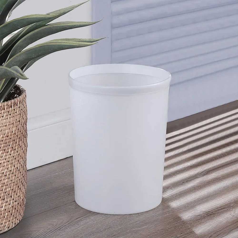 Frosted Plastic Round Wastebasket 21 Gallon Sleek Modern Design Durable Trash Can Bathroom Home Use C251120