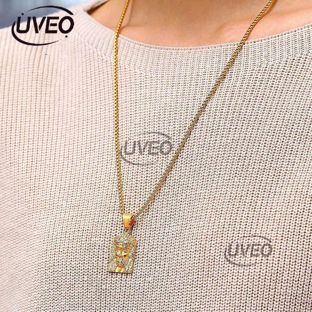 Pendant Necklaces Mens Hip Hop Necklace Jewelry Iced Out Jesus Piece With 60Cm Gold Cuban Chain Drop Delivery Pendants Dhgarden Oio