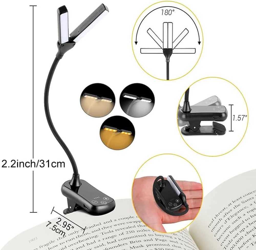 Book Light14 LED Touch Control Reading Light with 3 Colors8 BrightnessRechargeable Book Light for Reading in Bed M251120