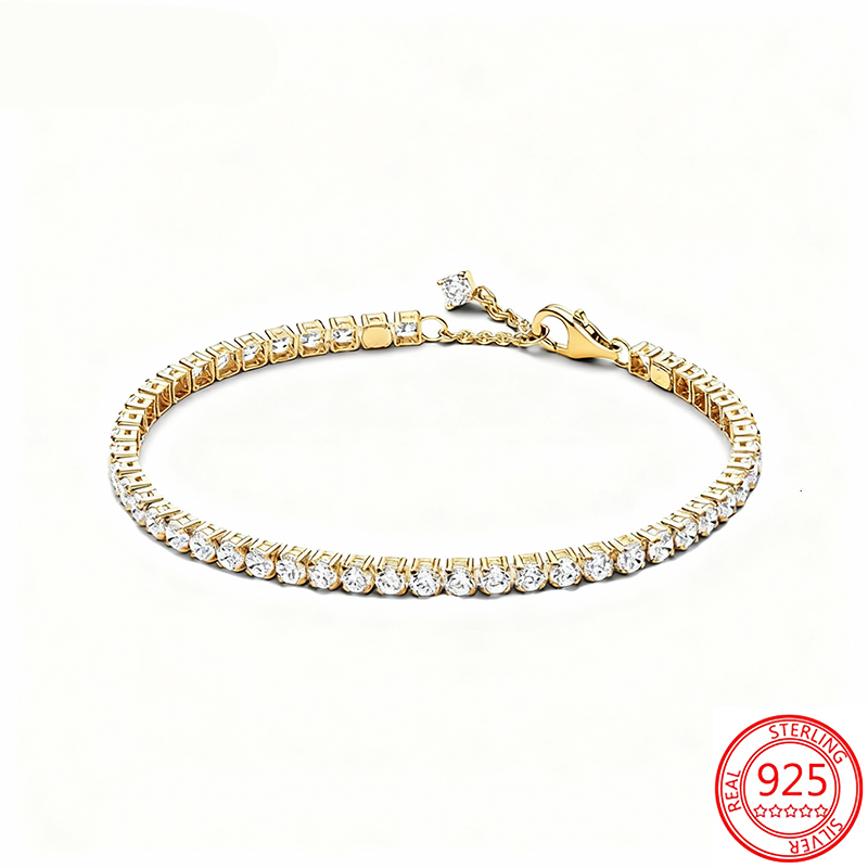 Classic 925 Sterling Silver Tennis Bracelet Designer For Women Plated Gold Crystal Diamond Bracelets Designer Jewelry Woman Christmas Gift