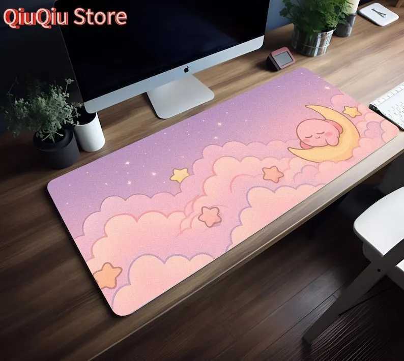 Kirby Dreamy Moon Mouse Pad 8 Sizes RGB Lights XXL Desk Mat Sleeping Kirby Crescent Moon Kawaii LED Gaming Pad Cute Pastel Y251120