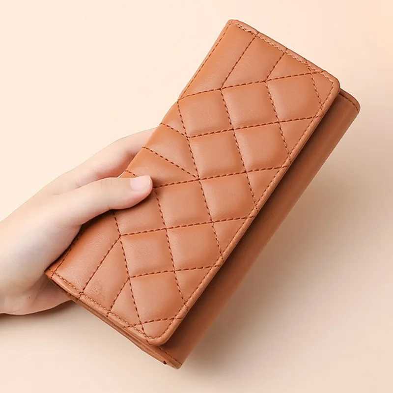 PU Leather Diamond Pattern Three-fold Wallets for Ladies Large Capacity Long Purses Mobile Phone Bags Card HolderW251120