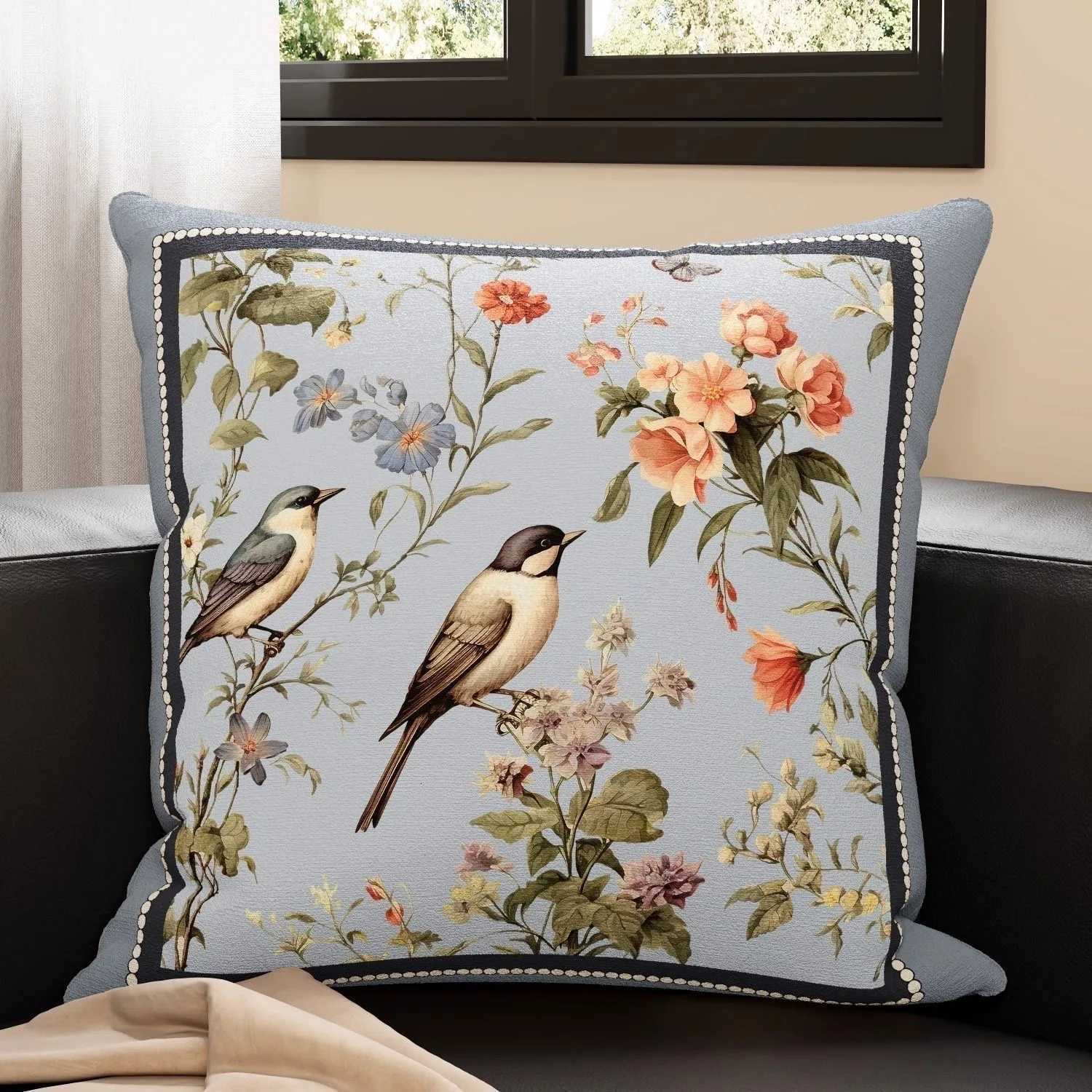 Pillow Case Flower and Bird Plant Pattern Cover Light Luxury Sofa Cushion Cover Bedside Back case Home Decoration C251120