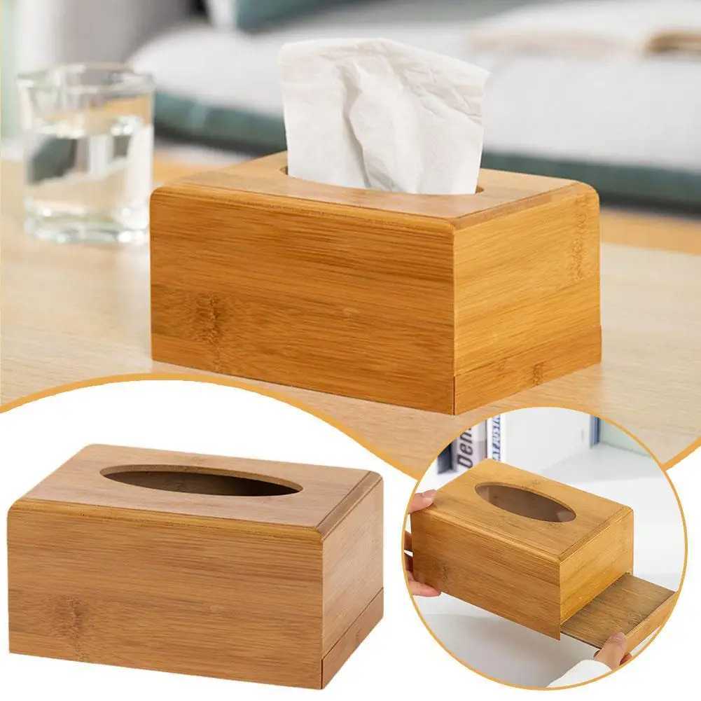 Creative Bamboo Tissue Box Car Home Rectangle Shaped Container Towel Napkin For Home Office Desktop Organize Boxes C251120
