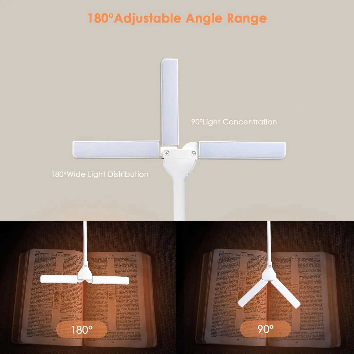 Book Light for Reading in Bed Clip on Reading Light Rechargeable Bookmark Lamp Eye Caring Booklight 3Color Temp Stepless Dimming M251120