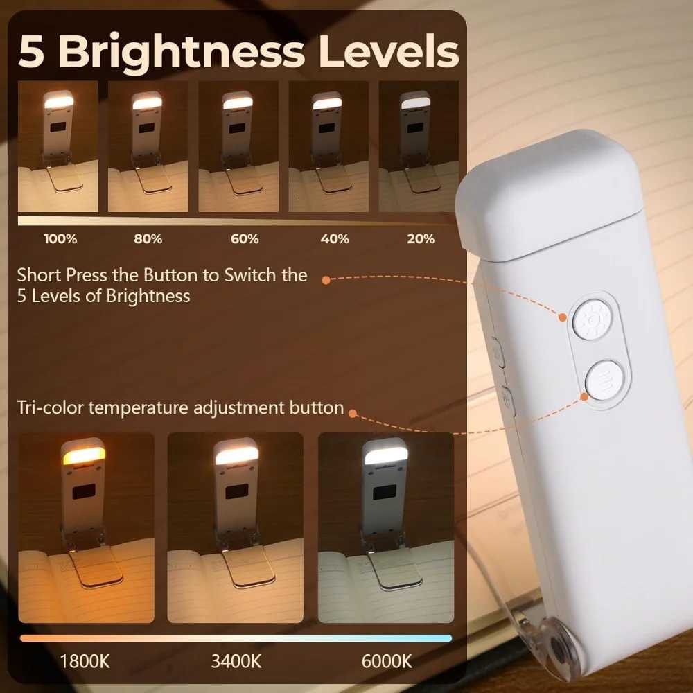 LED Reading Light Type-C Charging Book Light Rechargeable Mini Bookmark Light Kids Read Night Light Portable Reading Book Lamp M251120