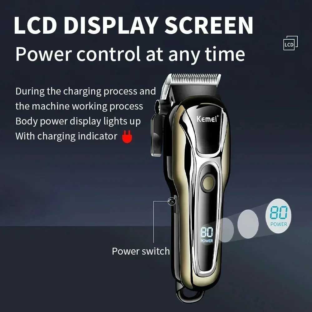 Kemei PG1990A Rechargeable Hair Clipper or Limit Combs Professional Cordless Men Hair Trimmer Mens Hair Cutting Machine BarberT251120