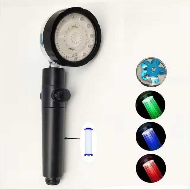 LED Anion Shower Head Rainfall SPA Temperature Control Shower Head Pressurized Water Saving 3/7 Colors Handheld Bathroom ShowerM251120