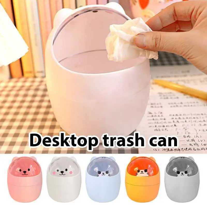 Cute Desktop Trash Can Animal Design Tiny Tabletop Wastebasket Funny With Shake Lid Decorative Desktop Trash Can With Lid C251120