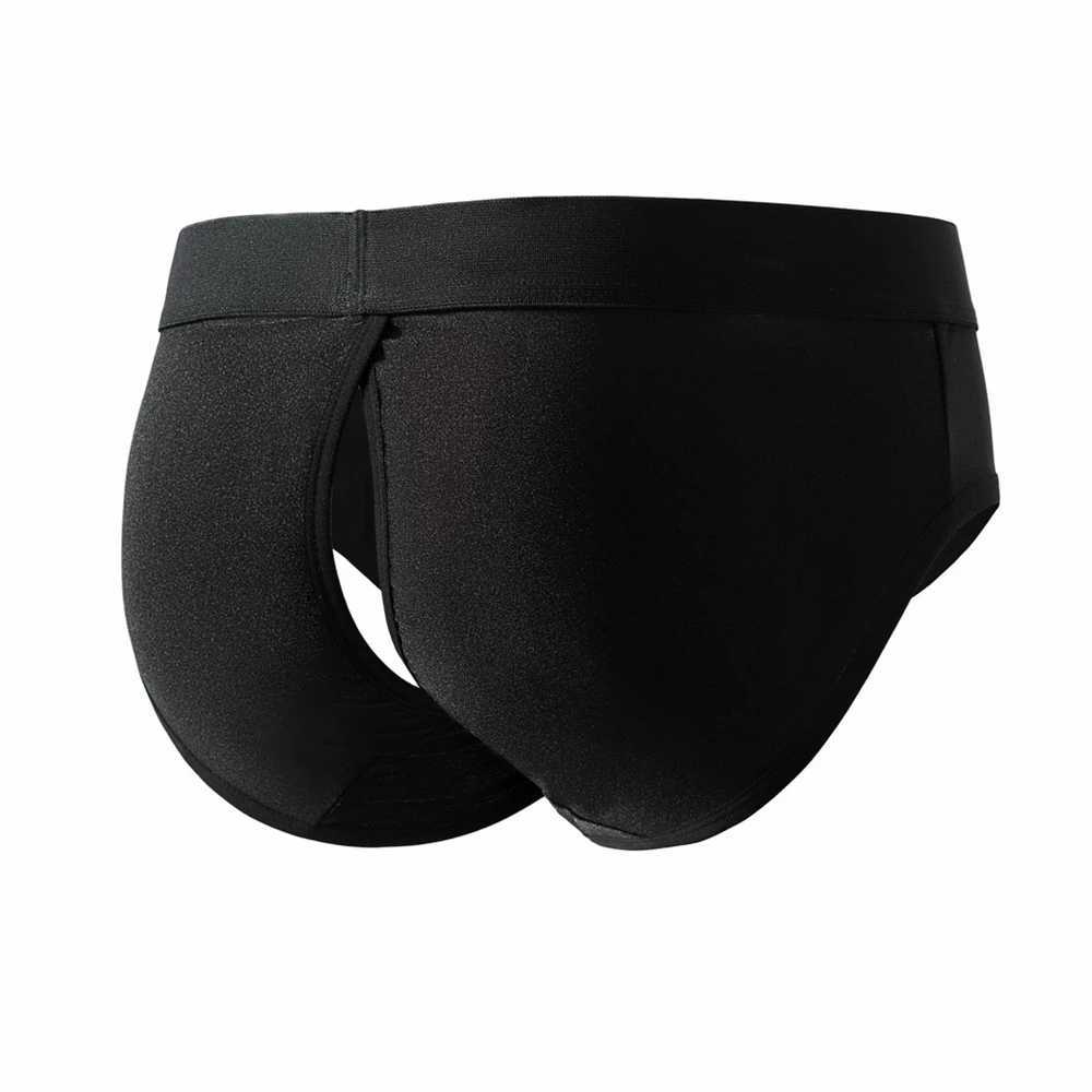 Sexy Men Underwear Brief with Reinforced Crotch for Men Women Couples Role Play Gay Underwear Penis Hole Backless Open BackW251120