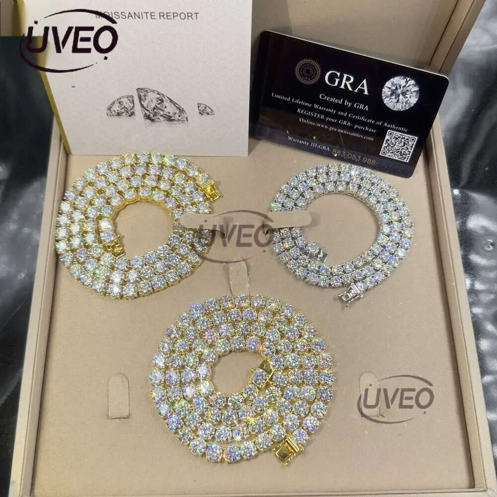 Cheapest Price Hip Hop Sier Gra VVS Moissanite Dia Tennis chain 3MM 4MM 5MM Necklace Bracelet Men Women Hiphop Jewelry Free delivery