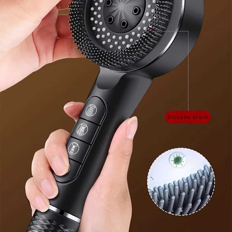 4 Modes Pressurized Shower Head Thickened ABS Handheld Filter Showerhead with Silicone Brush One-Key Stop Water Shower NozzleM251120