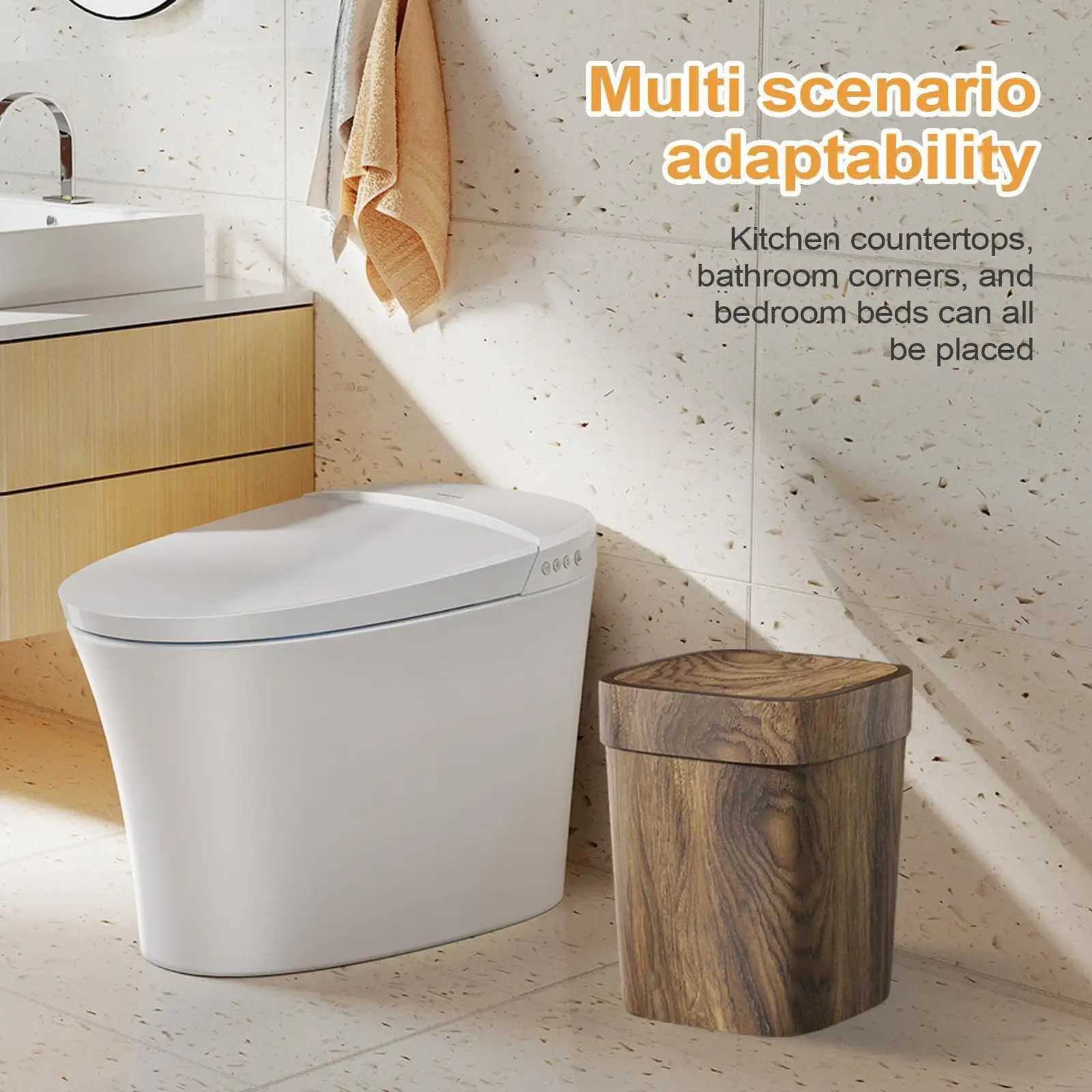 Bathroom Trash Can12L Small Garbage Can Odor-Proof Trash Can with Swing Lid for Toilet Bedroom Living Room Plastic Wastebasket C251120