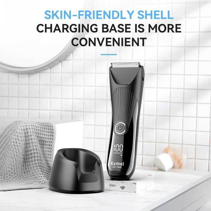 Kemei multi-function body hair trimmer private sideburns hair clipper LCD screen USB charging base KM-1848T251120