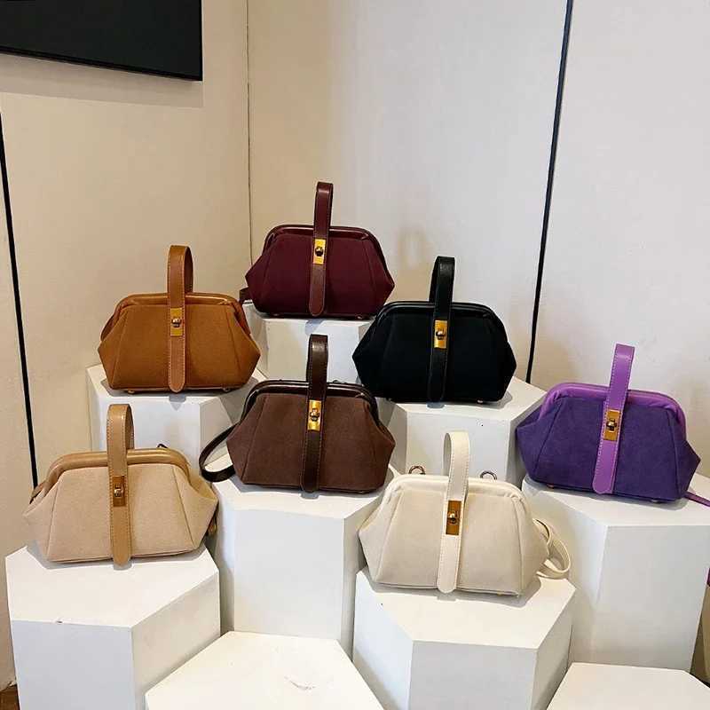Sense of Luxury Solid Faux Suede and PU Frame Shoder and Crossbody Bags 2025 New High Quality Unique Design Handbags for Wen Y251120