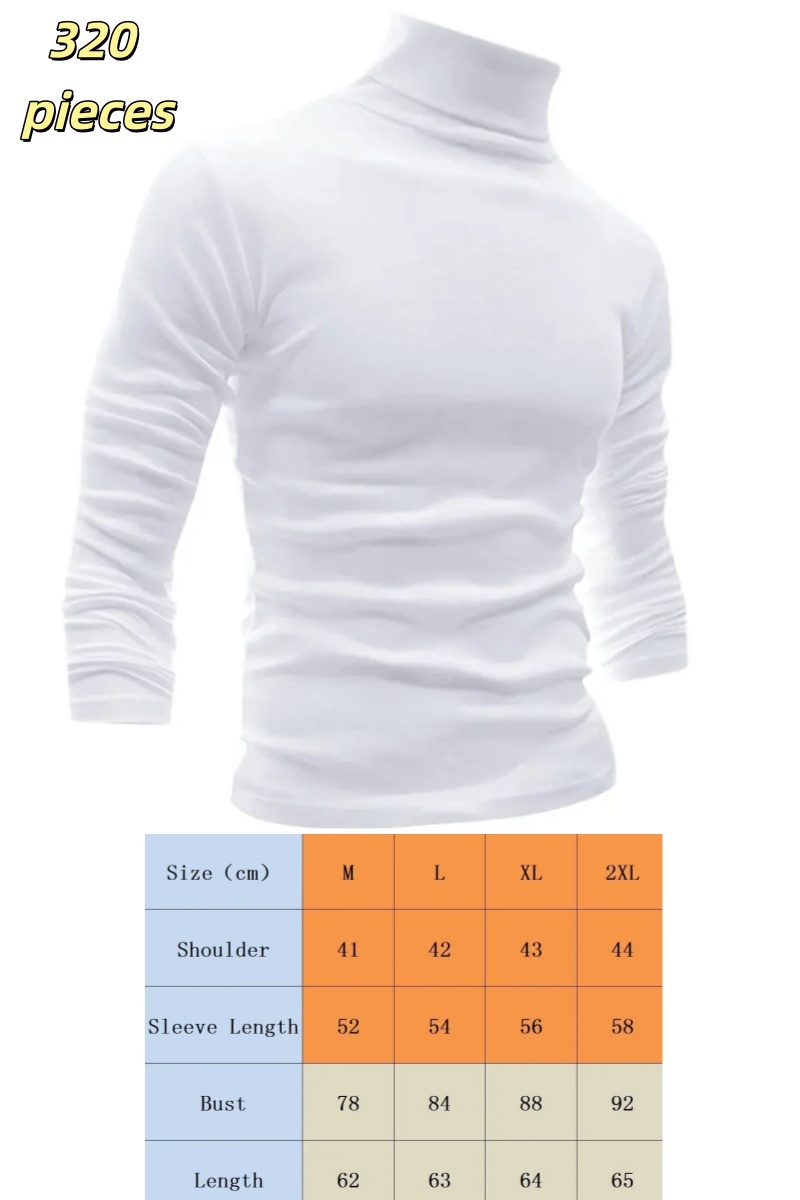 Snowasis Men's T Shirts Cotton Spandex Material LARGE Elastic Turtleneck Pullover sweater Slim Fit Long Sleeve Knitted Casual Sweatshirts For Aut