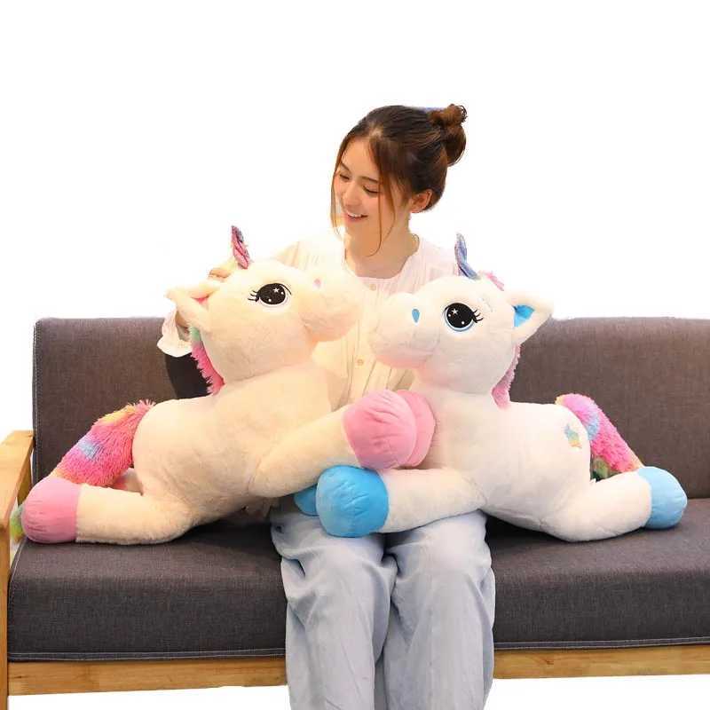 40cm 60cm 80cm Rainbow Unicorn Plush Toys Kawaii Kids Toys Stuffed Cartoon Animal Baby Doll Children Christmas Birthday Gift G251120