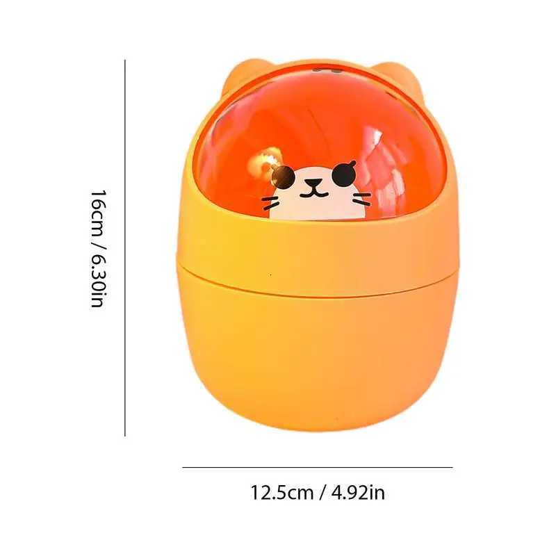 Cute Desktop Trash Can Animal Design Tiny Tabletop Wastebasket Funny With Shake Lid Decorative Desktop Trash Can With Lid C251120