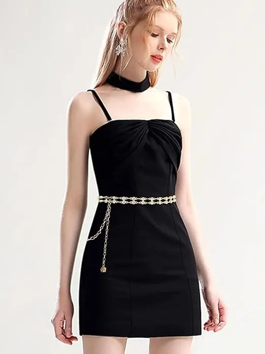 Adjustable Rhinestone Waist Chain - Crystal Embossed Metal Strap - Womens Accessories - Decorative Laminated Jewelry Strap 250418