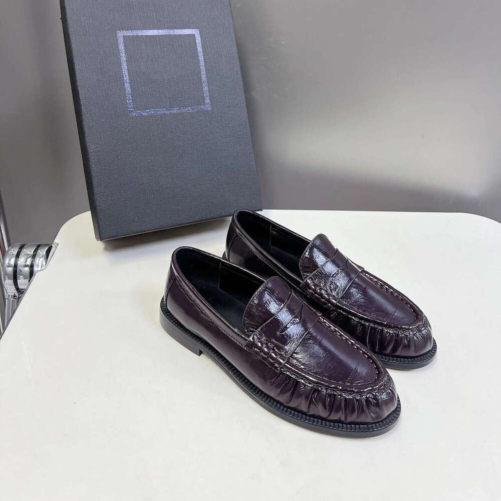Women Genuine Leather Flats Natural Cow Suede Loafers Pleated British Style Low Heels Designer Shoes atillas De Mujer