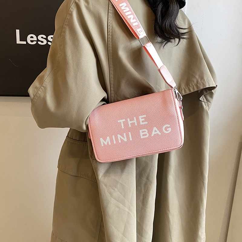 Free Shipping designer bag Letter Print Mini Bag Webbing Strap Shoulder & Crossbody Dual-Use Minimalist Fashion Shoulder Bag
