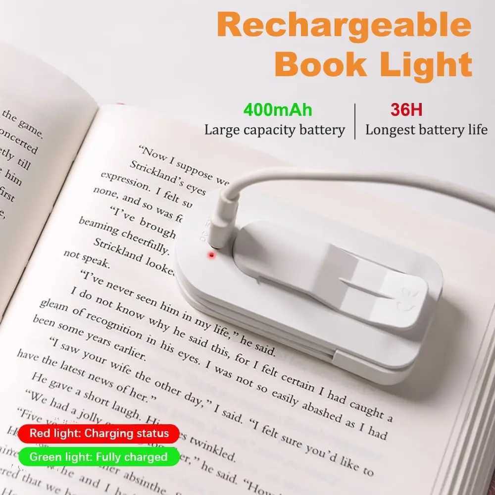 Portable LED Reading Lights Eye Caring 3 Color Temperatures and Dimming Brightness Book Lights Lightweight USB Rechargeable M251120