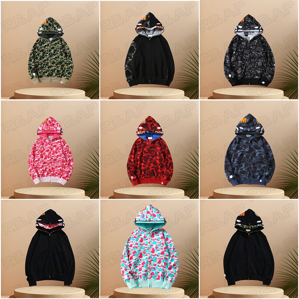 Rbape hoodie Y2k designer hoodie men's shark print hoodie long sleeved zipper pullover printed sweatshirt casual streetwear fashionable spider clothing