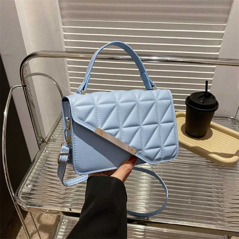 Ladies Diamd Grid Embroidery Thread Small Square Tote Bag Wens Single Shoder Crossbody Bag Texture Popar Handbag Y251120