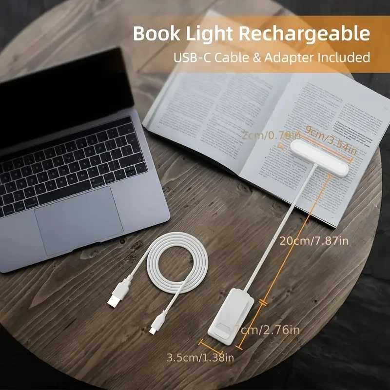 1 pcs USB Rechargeable Book Light 3 Color Adjustable LED Reading Lamp with Clamp Eye-Care Night Light for Bed Study Desk M251120