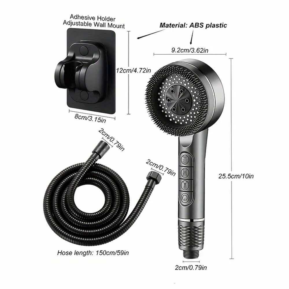 New 7 IN 1 Large Flow Shower Head With Filter 4 Modes High Pressure Water Saving One-Key Stop Water Massage Portable Shower headM251120