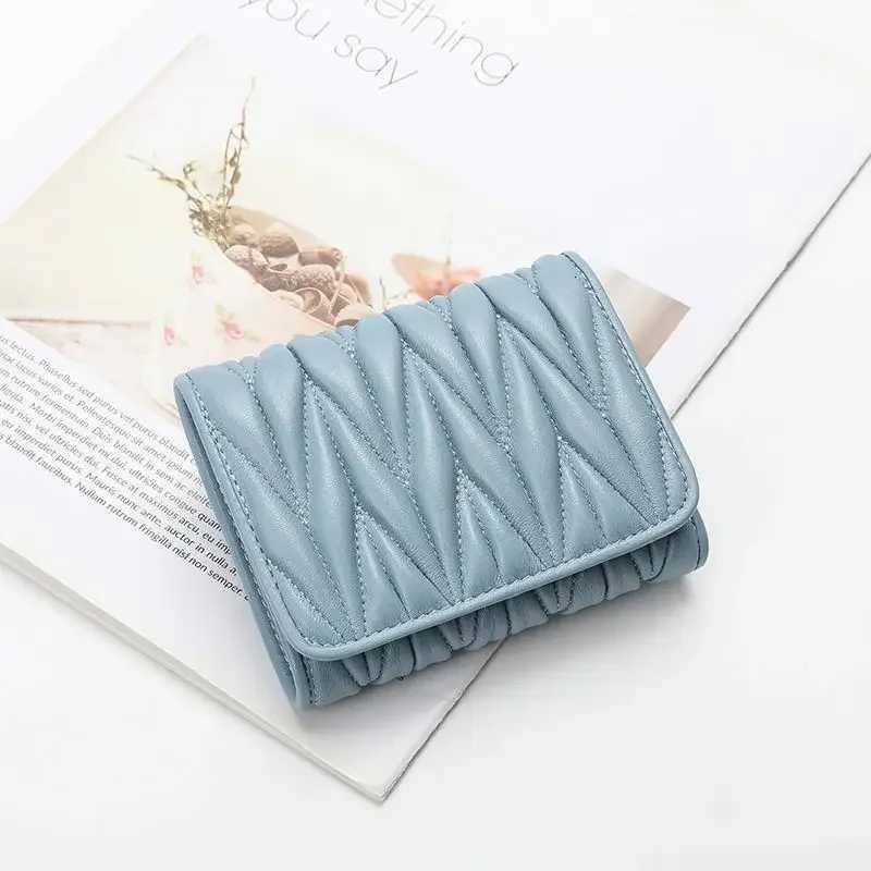 Versatile Cropped Sheepskin Soft Wallet Womens 2024 New Product Genuine Leather Ultra-thin Large Billfold Foldable Card HolderW251120